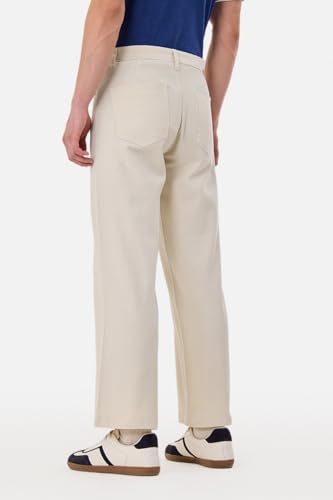 Image of SNITCH Men Casual Wear Trousers| Regular Fit Mid Rise Solid Wide-Leg Pants | 100% Linen Breathable & Lightweight Fabric for Summer, Office & Outings