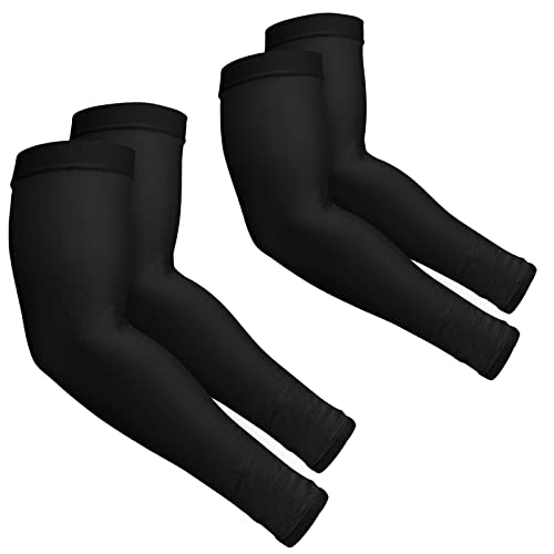 Ruiuzioong Armwarmers mouwen mouwen antislip UV zonwering armwarmers voor dames heren wielrennen wandelen hardlopen golf basketbal rijden buiten sport (2 paar zwart)