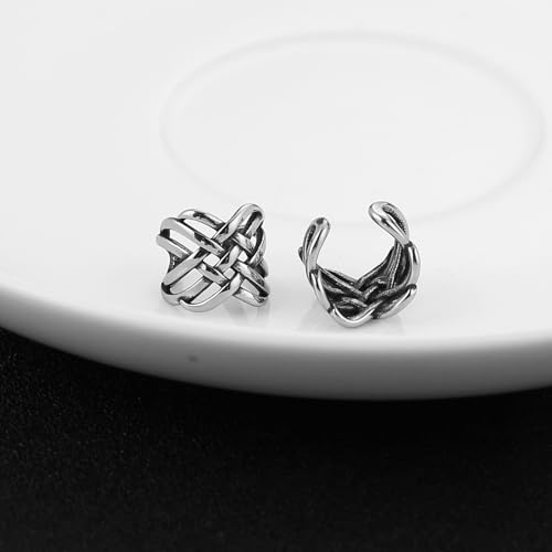 HZMAN Chunky Ear Cuff Earrings for Women Stainless Steel Celtic Knot Talisman Non Piercing Tiny Cartilage Cuff Earring4