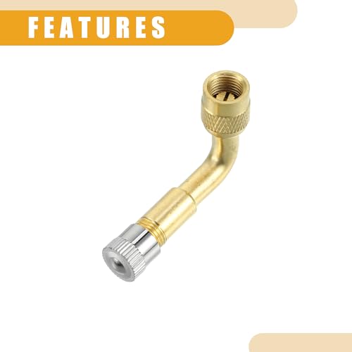 Image of 1 Set 90-Degree Universal Tire Valve Stem Extenders Extension Adapter - Cars RV Bicycles Motorcycles Trailers Tubeless Tire Valve - Copper Gold Tone