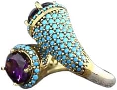 Spevert Vintage Punk Rings for Men Women, Zirconia Stone Carving Stacking Hip Ho