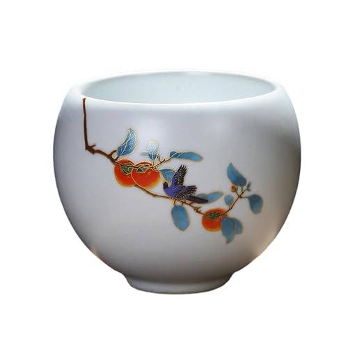 Chinese Simple Moon White Ruyao - Juego de taza de té grande de cerámica Kung Fu, taza de silencio zen (caqui hi) Chinese Simple Moon White Ruyao - Juego de taza de té grande de cerámica Kung Fu, taza de silencio zen (caqui hi)