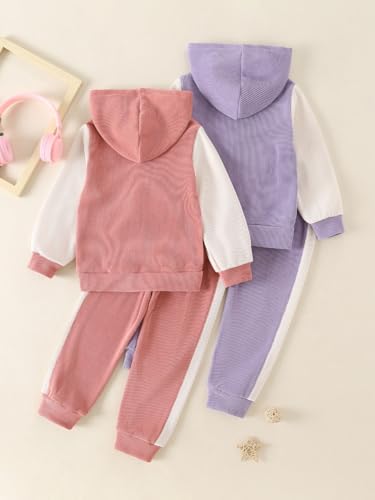 Girls 4 Pieces Sweatsuit Ribbed Tracksuit Hoodies Jacket Tops with Jogger Sweatpants Kids Casual Activewear2