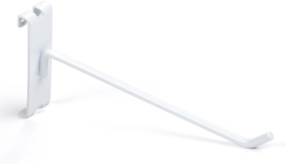 Displays2go 8" White Wire Grid Panel Display Hook with 30° Angled Tip (GRDHOK8WH) - Box of 25