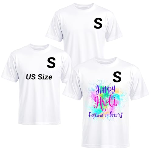 Joyclub 3 PCS White Polyester T Shirts Bulk Sublimation Blanks Unisex Wholesale Crew Neck Short Sleeve for Heat Transfer DIY 3 Pack White S