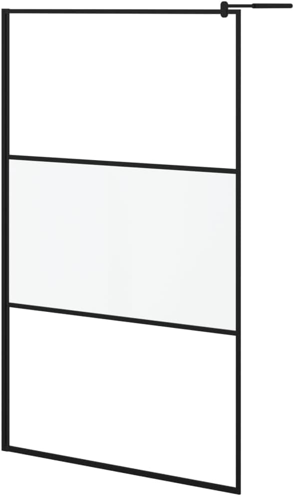 vidaXL vidaXL Walk-in Shower Enclosure, Bathroom Wall Panel with Adjustable Supporting Bar, Shower Screen, Black Frame with Frosted ESG Glass