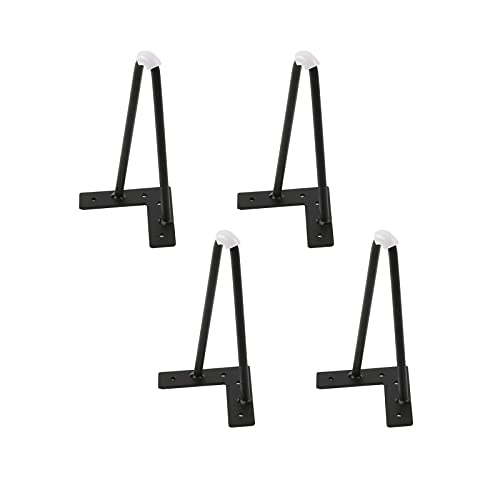 Lot de 4 Pieds de Meubles en Métal,Pieds de Canapé en Épingle à Cheveux,Pieds Triangulaires,Pattes de Cabinet,Charge:300 Kg,avec Protecteurs en Silicone (12cm/4.7in) Cover