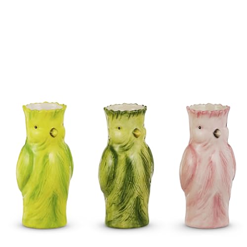 RAZ Imports Cockatoo Bud Vase, Assorted Yellow Green Pink, 7.25 Inch
