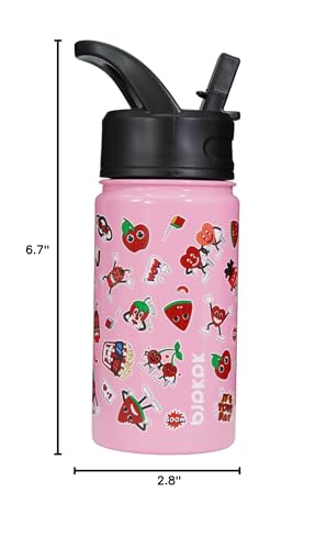 Image of BJPKPK Insulated Water Bottle, 15oz Stainless Steel with Straw Lid