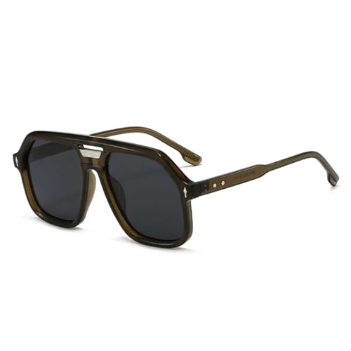 Lunettes de soleil rétro à rivets avec verres de couleur vert olive