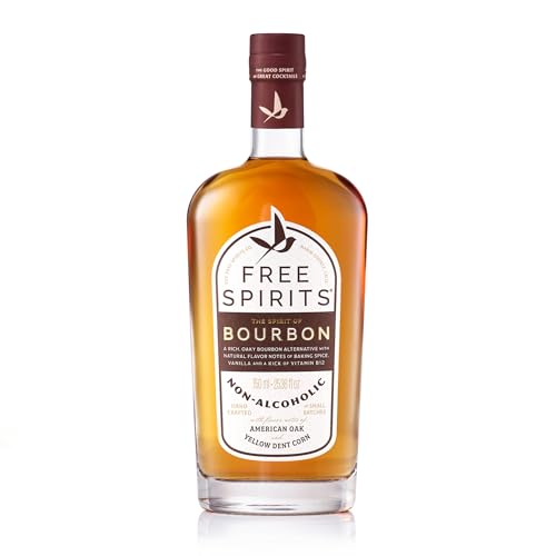 Free Spirits Non-Alcoholic Bourbon Spirit - Award Winning Whiskey Alternative - Low Calorie, Vegan, Gluten-Free with B-Vitamins - Natural Ingredients for Delicious Cocktails - 750 ml Bottle