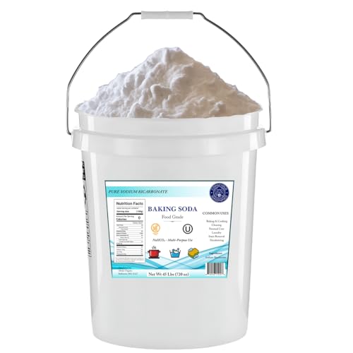 Pure Baking Soda Powder - 45 lb Pail | Organic Food Grade Sodium Bicarbonate - Multi-Purpose and DIY Household Formulas