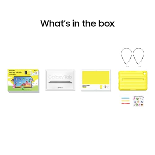 Image of Samsung Galaxy Tab A9+ Plus Kids Edition 11 inch 64GB WiFi Android Tablet, Long Battery Life, Expandable Storage, Thin, Light Design, Durable Puffy Cover, US Version, 2024, Yellow