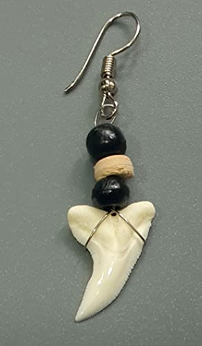 Genuine Shark Tooth Earrings For Women Men Boys Girls Surfer Dangle Drop Wooden Beads Handmade Jewelry Ga056-Aa #TOP7