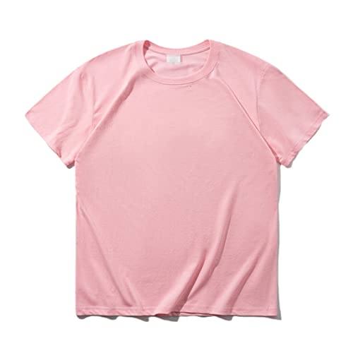 T-shirt d'été homme manches courtes oversize coton rose XL style harajuku hip hop uni