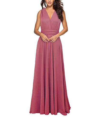 Image of Sexyshine Women's Backless Gown Dress Convertible Multi-Way Wrap Halter Cocktail Dress Bandage Bridesmaid Long Dresses
