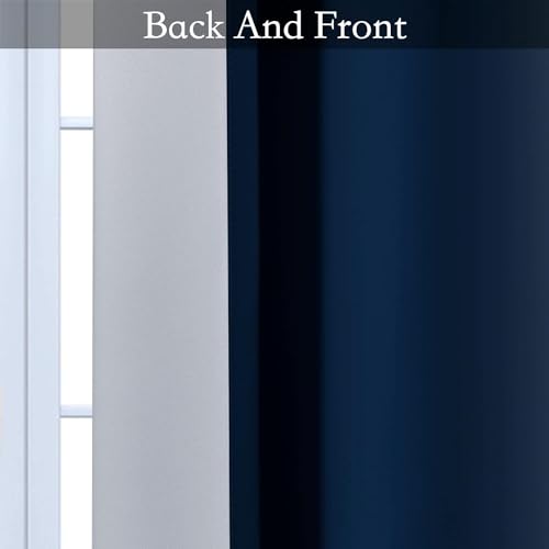 Image of SimpleHome Ombre Blue to Grey White Curtains for Living Room 70Wx84L | Room Darkening Curtains for Bedroom,Gradient Light Blocking Curtain,Thermal Insulated Grommet Window Drapes,2 Panels,84 Inch