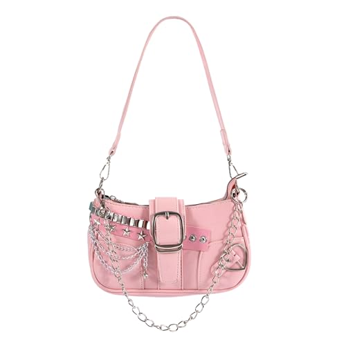 FrexCheng Cute Y2K Purse – Shoulder Bag with Chain Strap, Versatile Handbag for Women, Perfect for Daily Use, Parties & Travel (Pink)