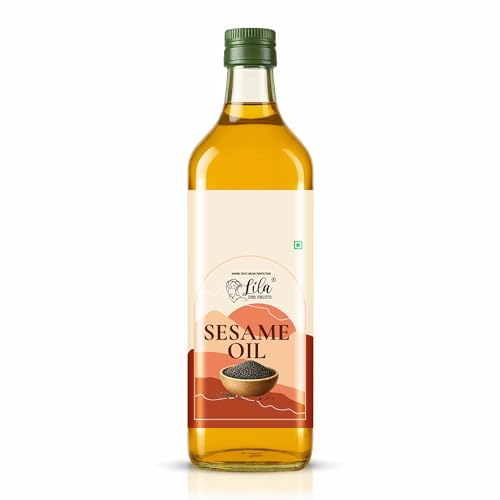 Image of LILA DRY FRUITS Sesame Oil 50 ML Gingelly Oil for Cooking, Tempering & Traditional Recipes | Natural Til ka Tel for Daily Kitchen Use Cold Pressed Seseme Oils Cholesterol Free Goodness of Omega 6