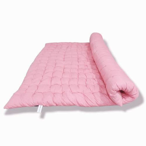 Image of ATOOTFUSION Soft Cotton Quilt | Foldable Light Weight Filled Single Firm Cotton Quilt Mattress| Gadda (Solid Coloured, Sleeping Capacity, 6 x 6 ft or 72 x 72 Inches) Double Bed (Pink)