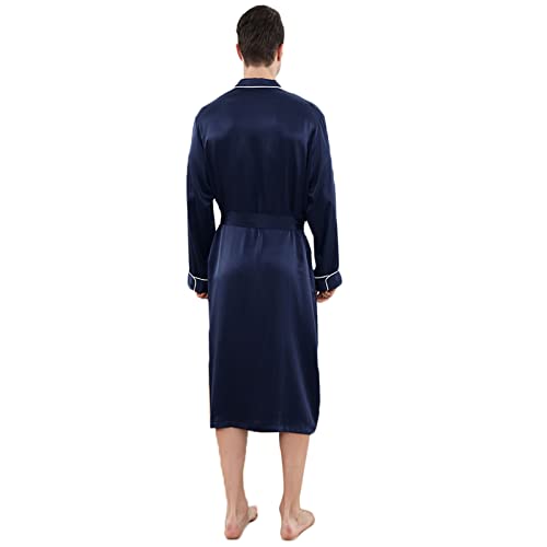 Mulberry Silk Robe for Men Silk Robe with Long Sleeve Lightweight Silk Bathrobe for Men Valentine's Day Gifts2