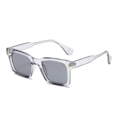 Lunettes de soleil tendance à rivets avec monture transparente et verres carrés gris clair