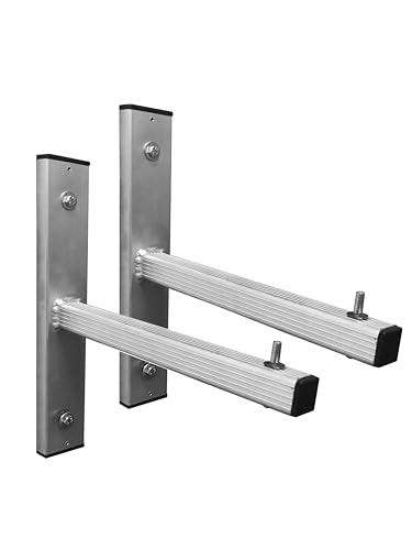 DRABEST - Leiter Wandhaken, Leiterhaken Wandhaken, Wandmontage, Aluminium - 2 Stück - Stabiler Gerätehalter - Wetterfest - Belastbarkeit 80 kg - Für 1-, 2- und 3-teilige Leitern