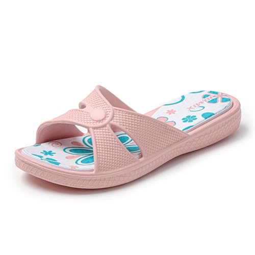 JOMIX Chanclas Mujer Verano con Estampado Chanclas Piscina Mujer Cuña Playa Mar Ducha Baño Zapatillas Casa Mujer Verano Comodas, Rosa, 39 EU