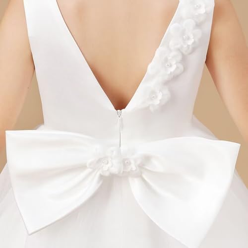 Girls Princess Celebration Prom Dress 3D Floral Kids Wedding High Low Flower Girl Dress3