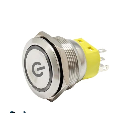 Interrupteur de bouton en métal 25mm réinitialisation automatique ou verrouillage LED jaune