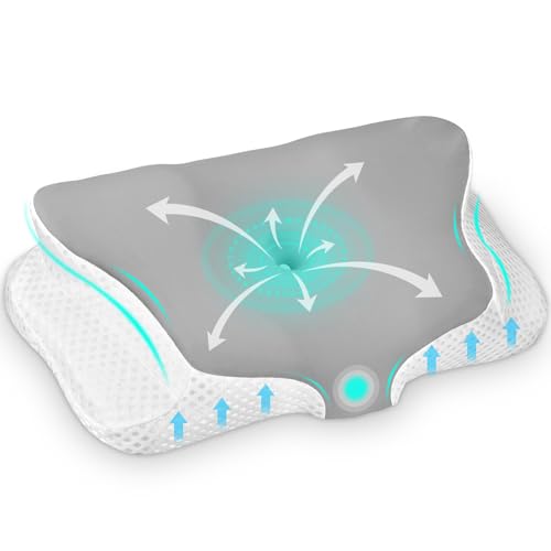Ehomfory Oreiller Ergonomique Cervical Memoire Forme, Oreiller Ergonomique à Mémoire de Forme pour Les Dormeurs sur Le côté, Le Dos et Le Ventre (Gris)