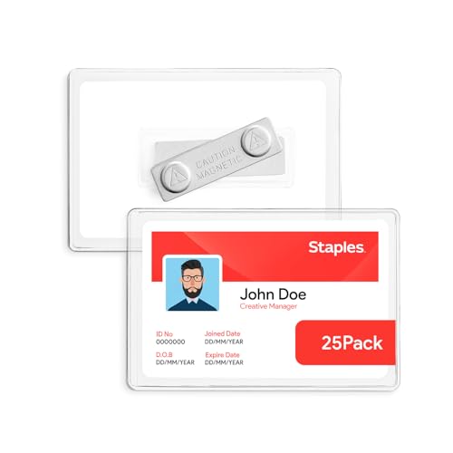 Badge magnétique Staples transparent pour l'accueil de vos séminaires et salons