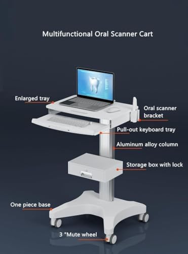 Verstellbarer mobiler Computerwagen für Krankenhäuser, medizinischer Monitorständer mit anhebbarer Ablage und Tastaturablage, ideal für Telemedizin und Gesundheitswesen