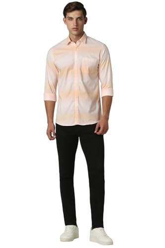 Image of Peter England Mens Cotton Slim Fit Full Sleeve Casual Summer Ombre Shirt|Pin-Point