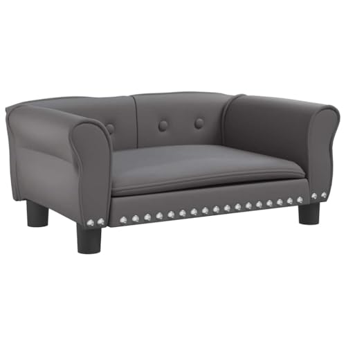 vidaXL Hundebett, Hundekissen mit weicher Polsterung, Hundesofa Hundecouch für kleine Hunde Haustiere, Haustierbett Katzenbett, Grau Kunstleder