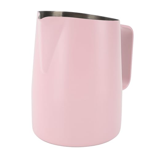 Alomejor Pichet à Mousse de Lait en Acier Inoxydable, Pichet à Latte Art de 450ml pour la Cuisine Barista à Domicile (Rose)