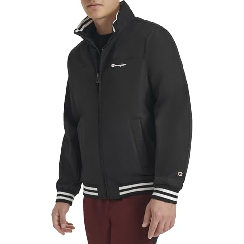 Champion Men's Water Resistant Varsity Bomber Jacket with Flex Stand Collar3