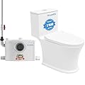 Macerating Toilet 800W One-Piece Upflush Toilet For Basement, Dual Flush Powerful & Quiet Macerating Toilet System With 4 Water Inlet & Ac Vent