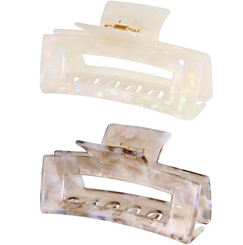 Large Cellulose Acetate Hair Claw, 4.1 Inch Tortoise Shell Claw Clip Banana Clips Hair Claw Clips for Thick Curly Hair, Hair Jaw Clamp Fashion Hair Accessories for Women Ladies (2 Pack)