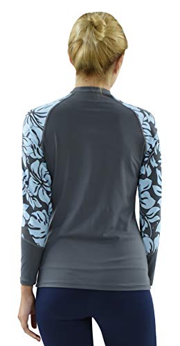 Private Island Women UPF50+ Front Zipper Up Long Sleeve Swimsuits Top with Both Side Pockets Swim Rash Guard (M, GwB-JRSRGT) - Thumbnail 2