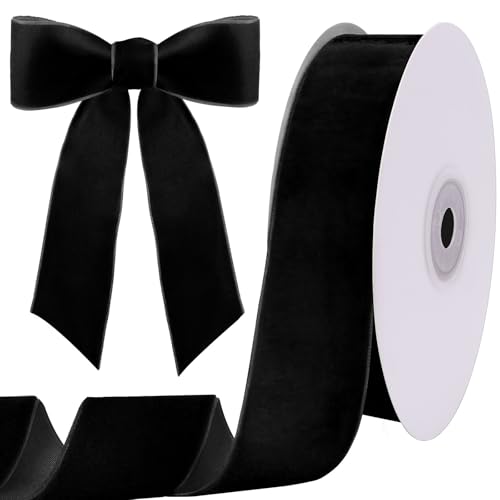 Image of Tsorode 10 Yards Black Velvet Ribbon 1 Inch for Christmas Tree,Velvet Christmas Ribbon for Gift Wrapping Crafts Bow Wreath Holiday Decorations (Black, 1 1 /2 inch-10 Yard)