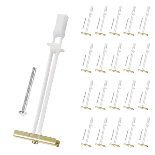 20 anclajes para paneles de yeso con pernos incluidos para 1/10.2 cm-20, anclajes huecos resistentes para montaje de TV, anclajes de pared huecos fuertes que soportan hasta 270 libras cada uno en