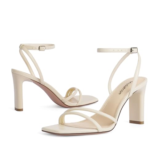Image of Modatope Womens Sandals Square Open Toe Chunky High Heels Strappy Ankle Strap Sandals Comfort Dress Party Shoes