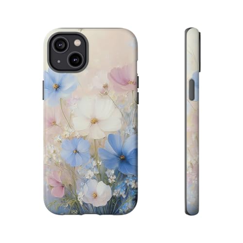 Coque rigide mate iPhone 14 Plus bouquet floral bleu protection anti-choc