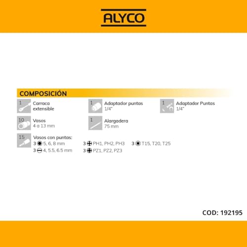 Embouts et verres 1/4 Alyco pour visser dans les accès difficiles