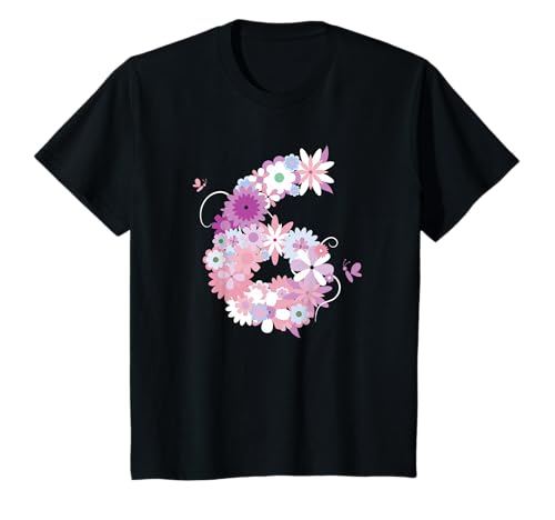 6 Jahre Geburtstag Mädchen Blumen Party T-Shirt T-Shirt