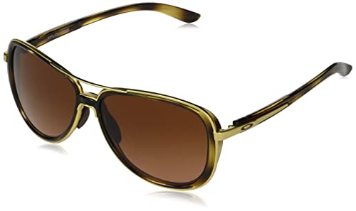 Oakley Women's OO4129 Split Time Pilot Sunglasses, Brown Tortoise/Prizm Brown Gradient, 58 mm