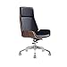 LZG Réglable Chaise pivotante Haut Fauteuil Roulant exécutif sur Roues, Milieu du siècle Chaise de Bureau Bureau, Chaise Moderne d'ordinateur, Bend Bois et Cuir PU Finition (Couleur : Noir)