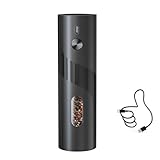 CIRCLE JOY Electric Pepper Mill Grinder, Top-Refill Rechargeable Black Pepper Grinder with Upgraded Large Capacity for Home BBQ, Adjustable Coarseness, Led Light