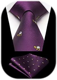 HISDERN Men's Animal Pattern Ties Wedding Tie Handkerchief Fashion Print Business Necktie & Pocket Square Set